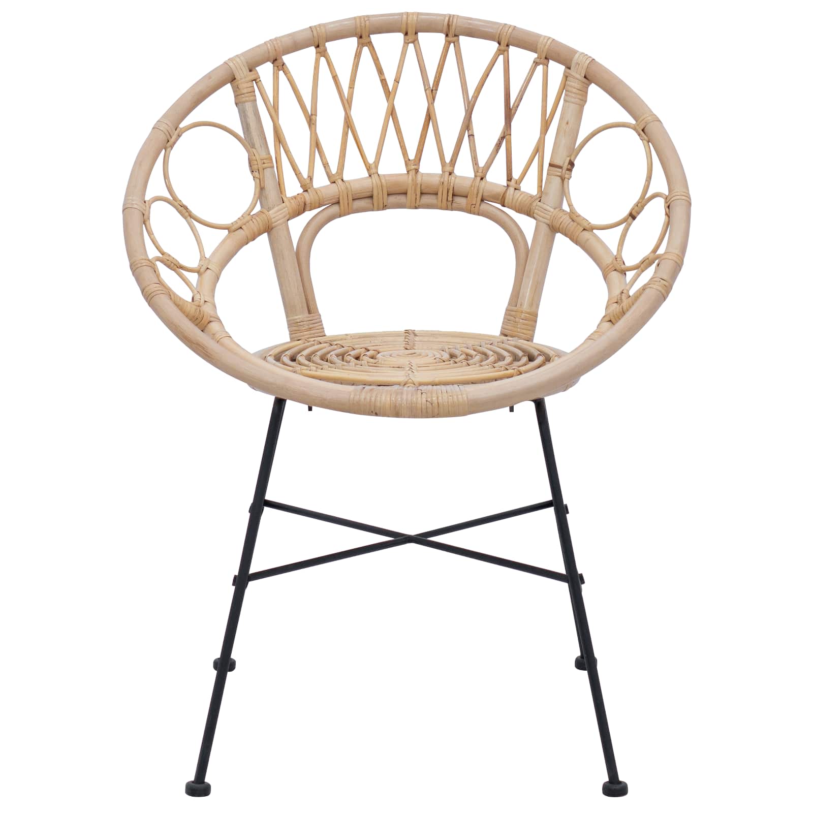 Eetkamerstoel 2 pcs Naturel 65 x 55,5 x 81 cm Riet en IJzer
