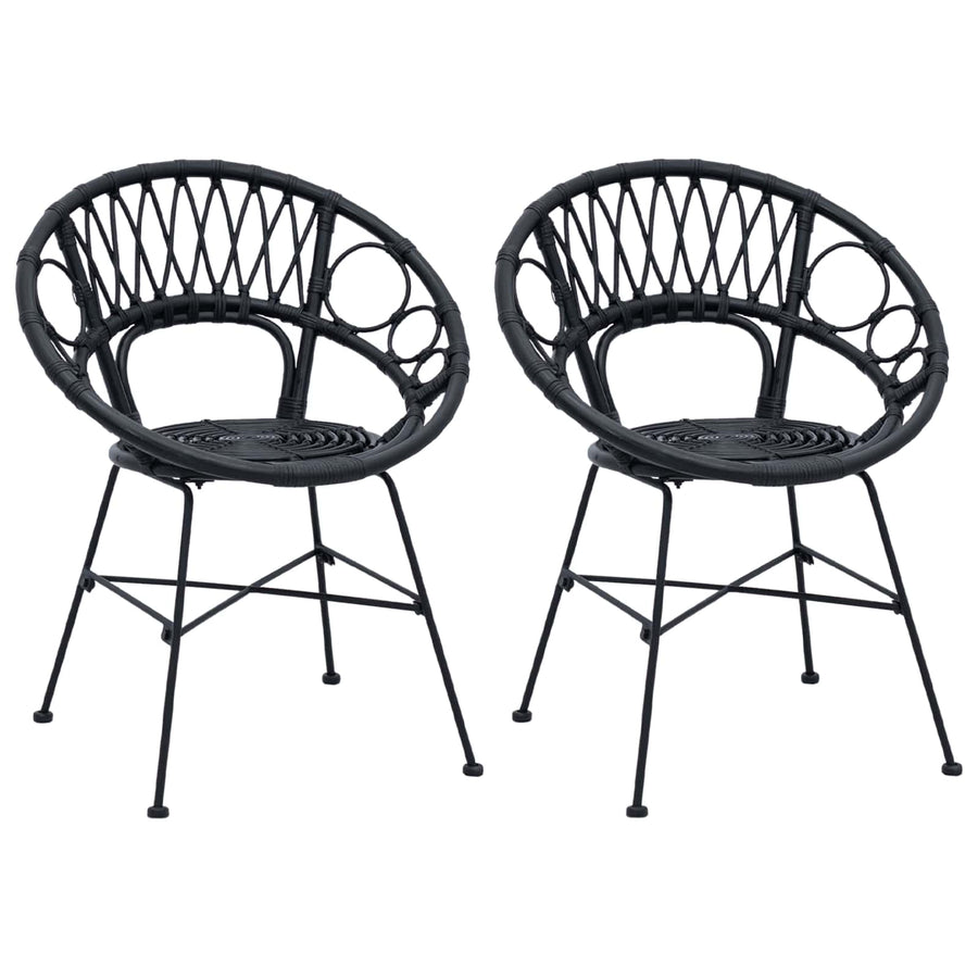 Eetkamerstoel 2 pcs Zwart 65 x 55,5 x 81 cm Riet en IJzer