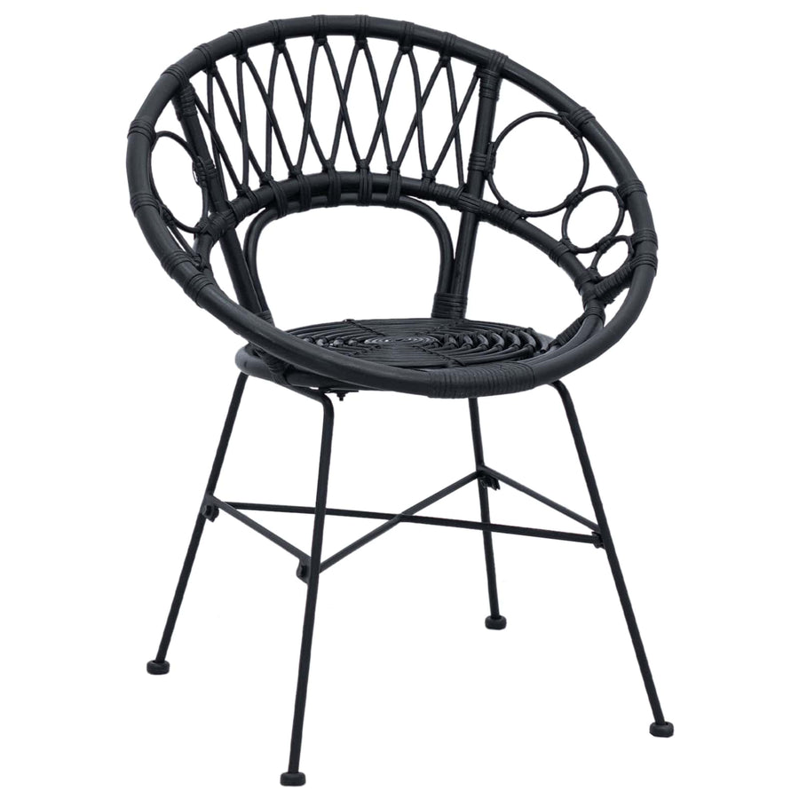 Eetkamerstoel 2 pcs Zwart 65 x 55,5 x 81 cm Riet en IJzer