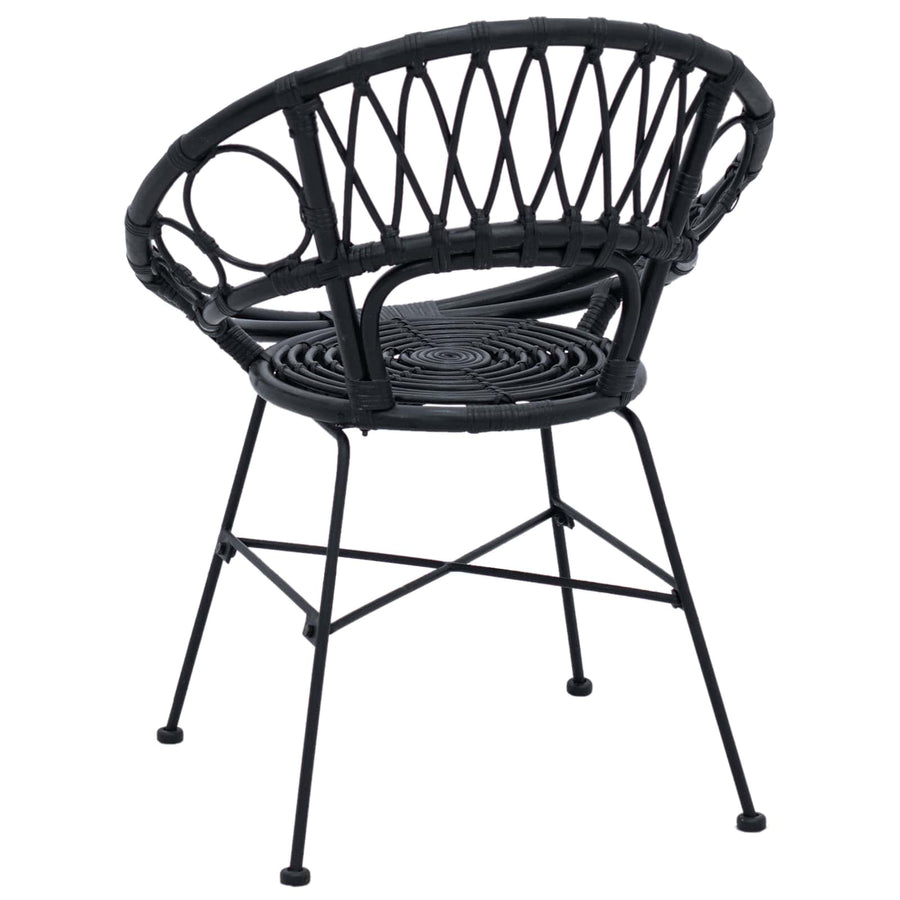 Eetkamerstoel 2 pcs Zwart 65 x 55,5 x 81 cm Riet en IJzer