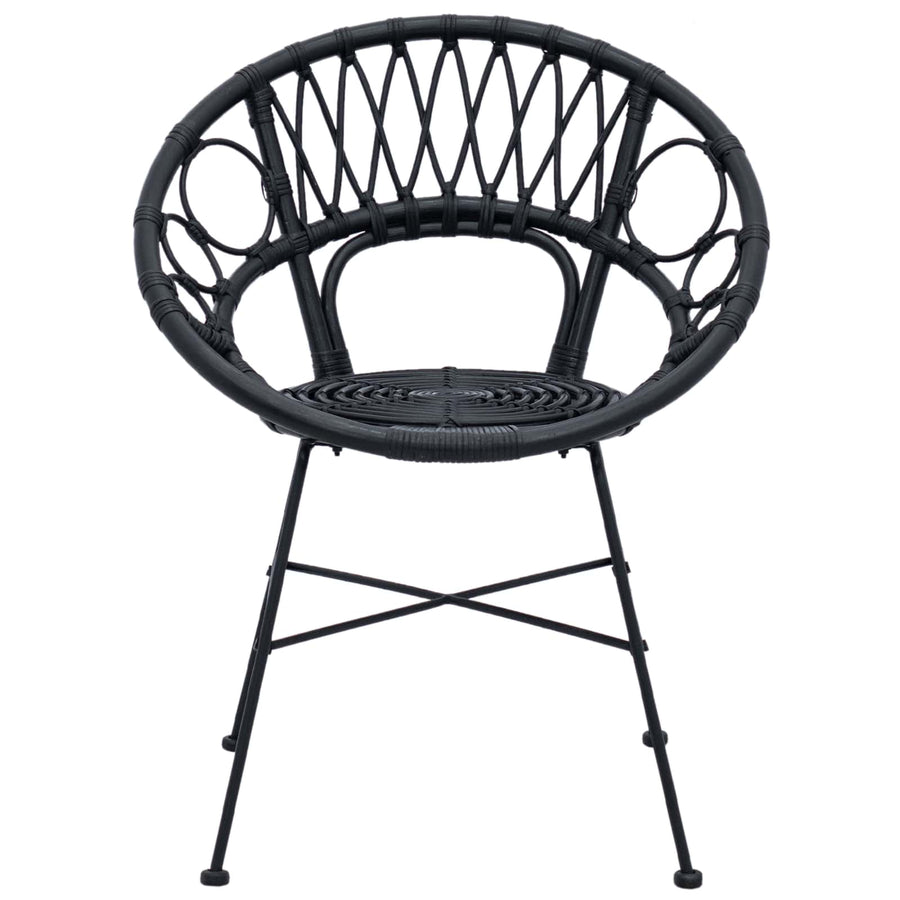 Eetkamerstoel 2 pcs Zwart 65 x 55,5 x 81 cm Riet en IJzer