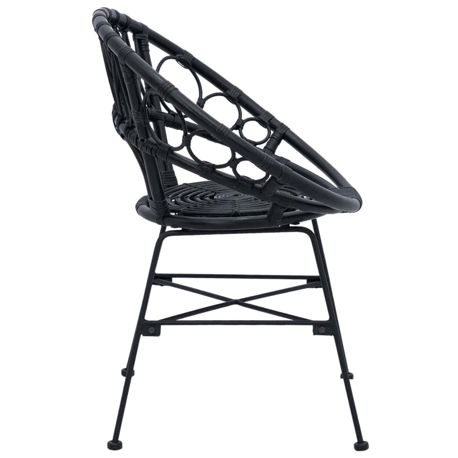 Eetkamerstoel 2 pcs Zwart 65 x 55,5 x 81 cm Riet en IJzer