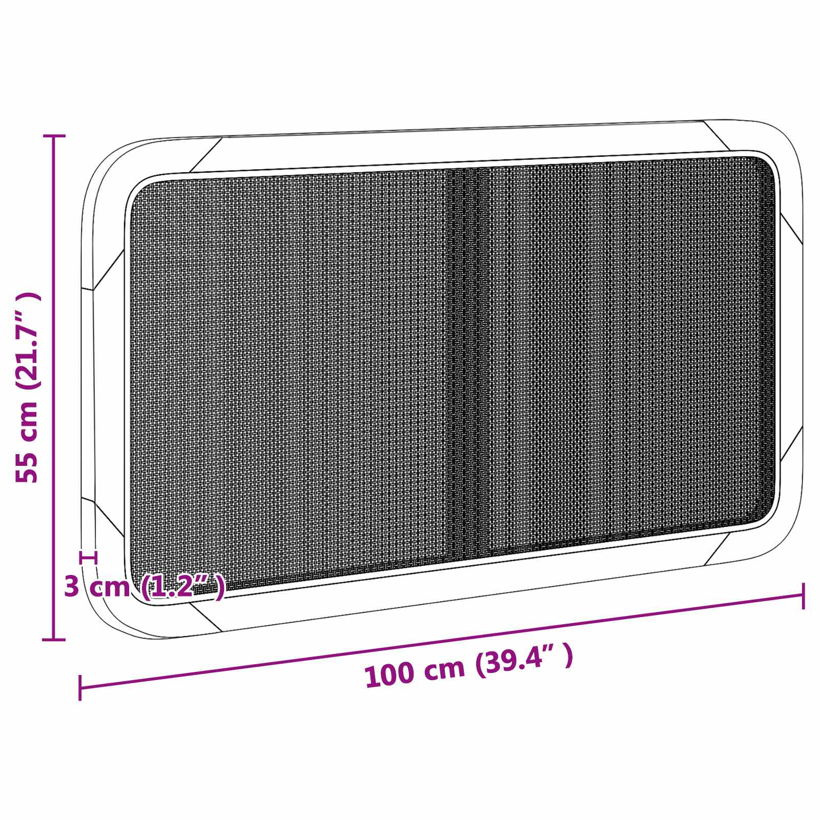 Hoofdbord met hoofdeinde Zwart 100 x 55 x 3 cm Rattan