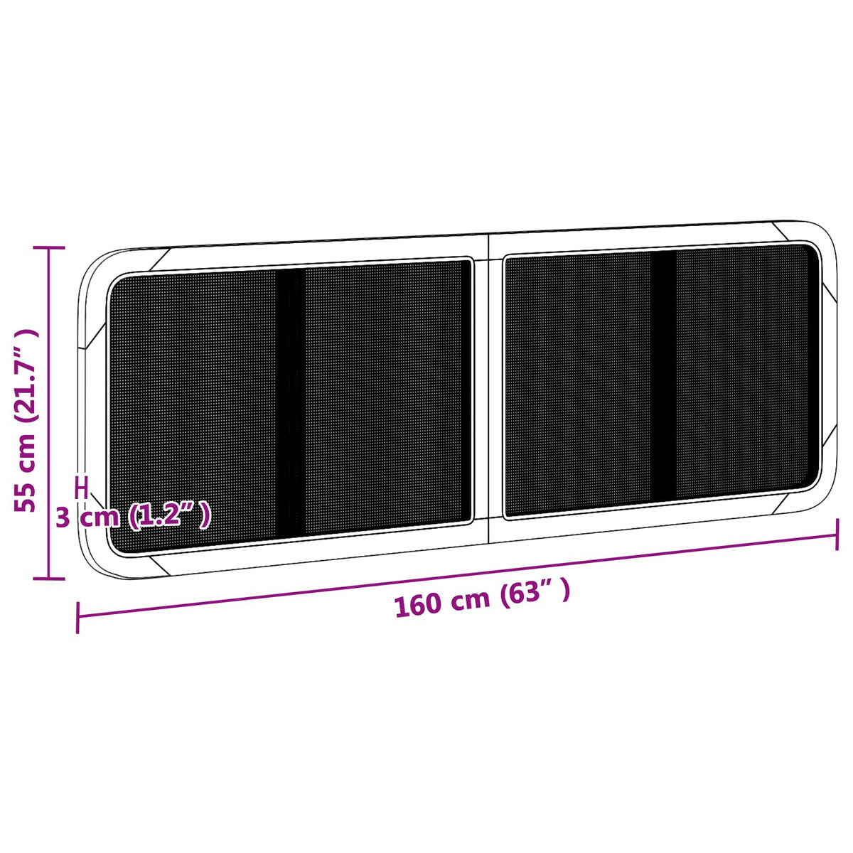 Hoofdbord met hoofdeinde Zwart 160 x 55 x 3 cm Rattan