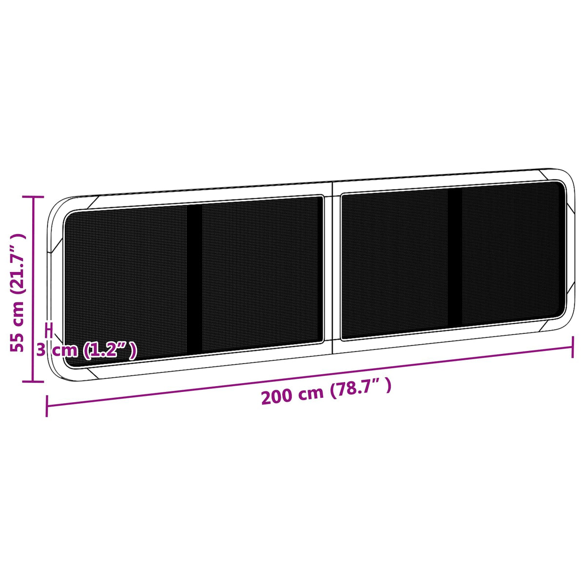 Hoofdbord met hoofdeinde Zwart 200 x 55 x 3 cm Rattan