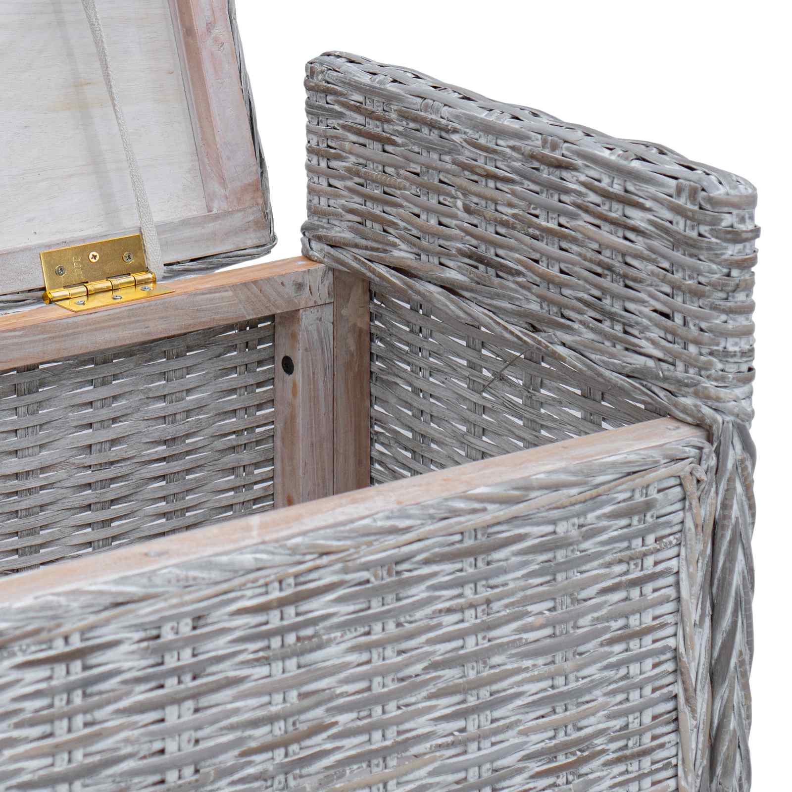 Opslagbank met kussen Wit gewassen 110 x 40 x 50 cm Rattan