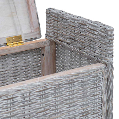 Opslagbank met kussen Wit gewassen 110 x 40 x 50 cm Rattan