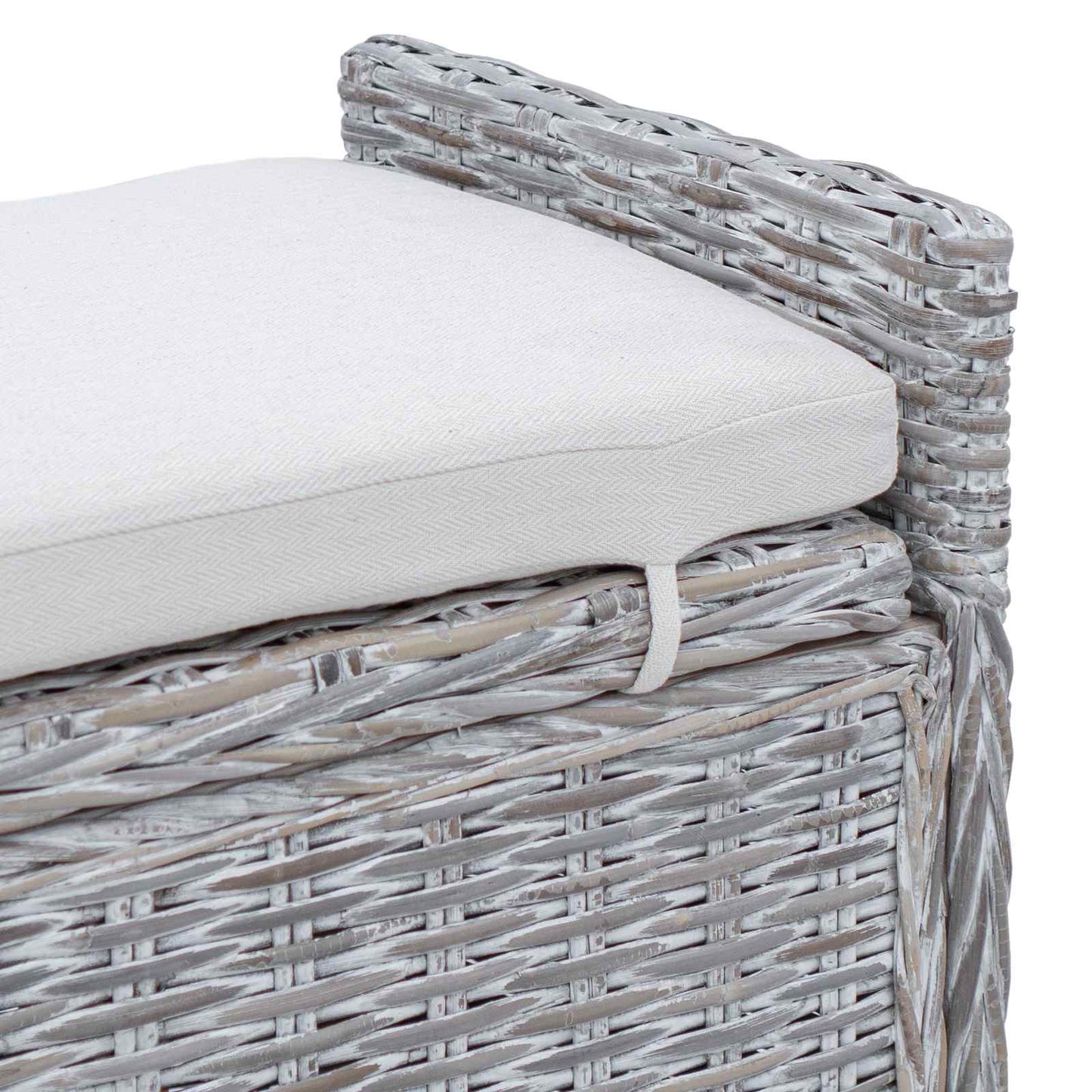 Opslagbank met kussen Wit gewassen 110 x 40 x 50 cm Rattan