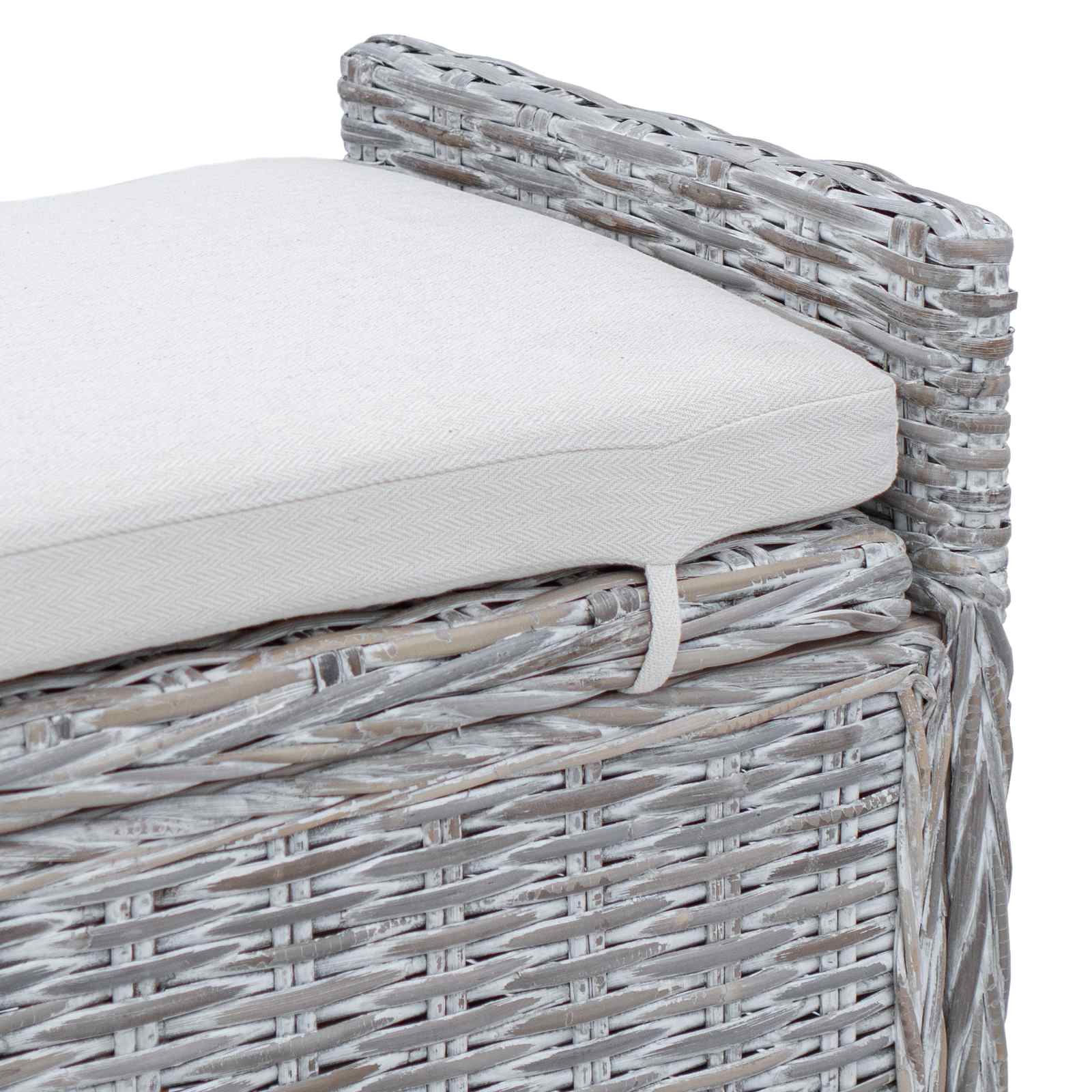 Opslagbank met kussen Wit gewassen 110 x 40 x 50 cm Rattan