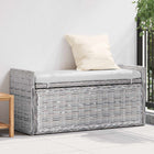 Storage Bench with Cushion White Washed 110 x 40 x 50 cm Rattan