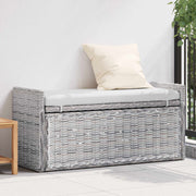 Opbergbank 110x40x50 cm rattan wit gewassen