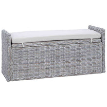 Opslagbank met kussen Wit gewassen 110 x 40 x 50 cm Rattan