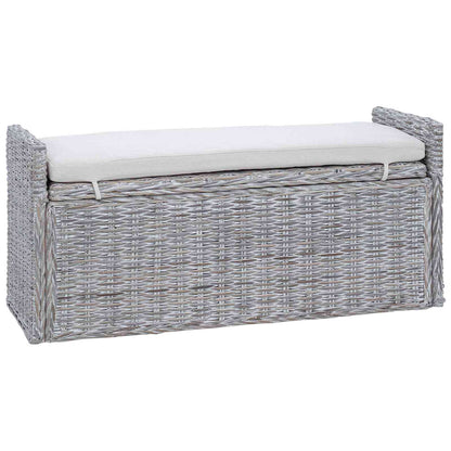 Opslagbank met kussen Wit gewassen 110 x 40 x 50 cm Rattan