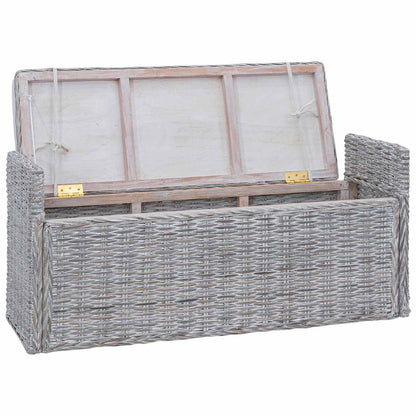 Opslagbank met kussen Wit gewassen 110 x 40 x 50 cm Rattan