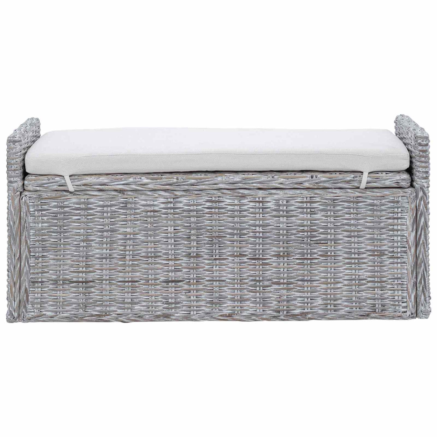 Opslagbank met kussen Wit gewassen 110 x 40 x 50 cm Rattan