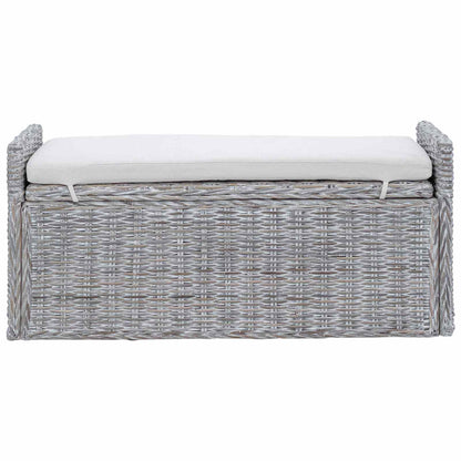 Opslagbank met kussen Wit gewassen 110 x 40 x 50 cm Rattan