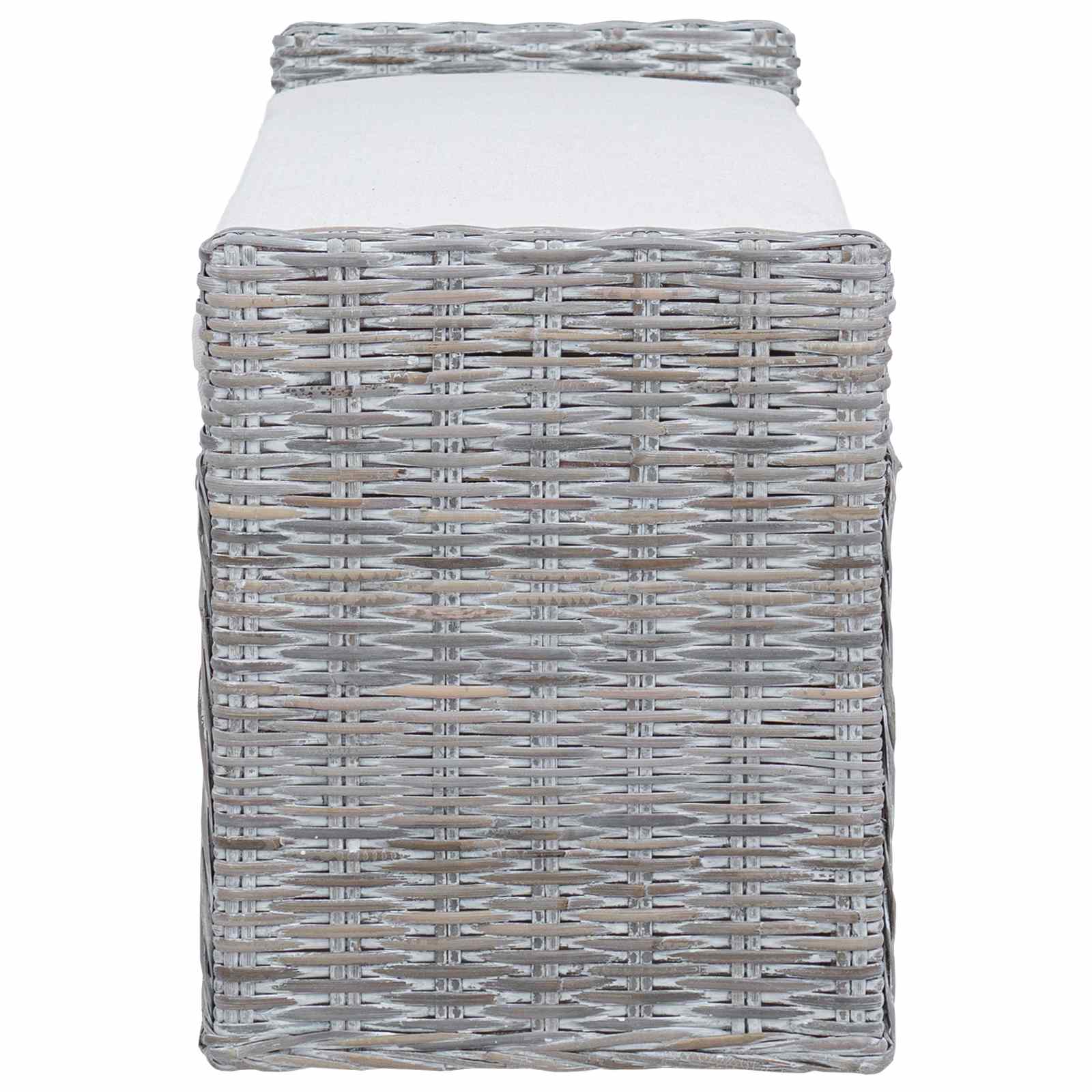 Opslagbank met kussen Wit gewassen 110 x 40 x 50 cm Rattan