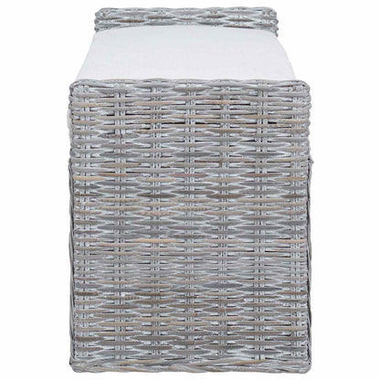 Opslagbank met kussen Wit gewassen 110 x 40 x 50 cm Rattan