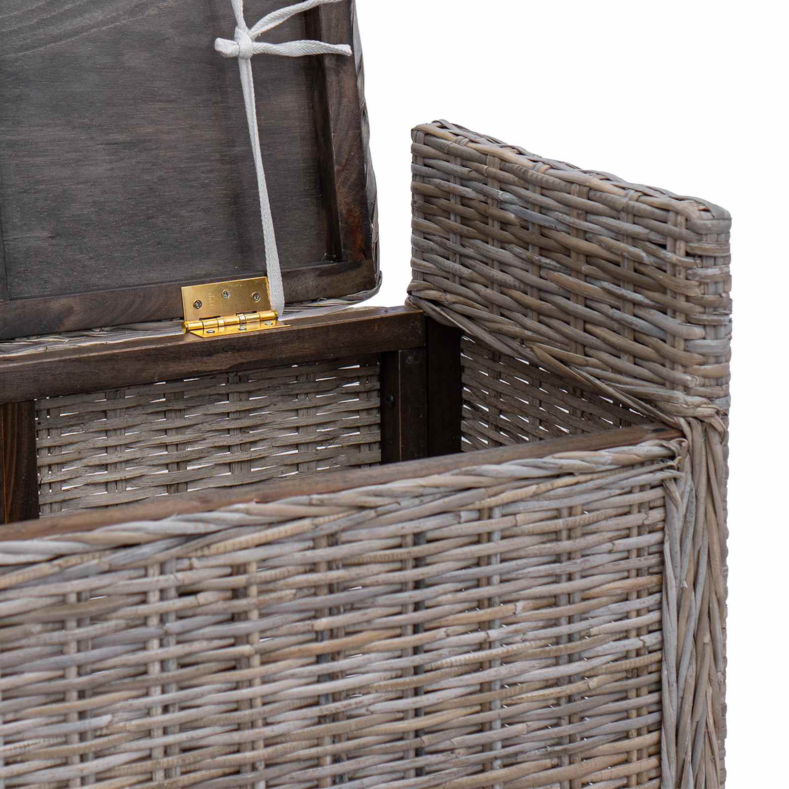 Opslagbank met kussen met opslag Grijs 110 x 40 x 50 cm Rattan