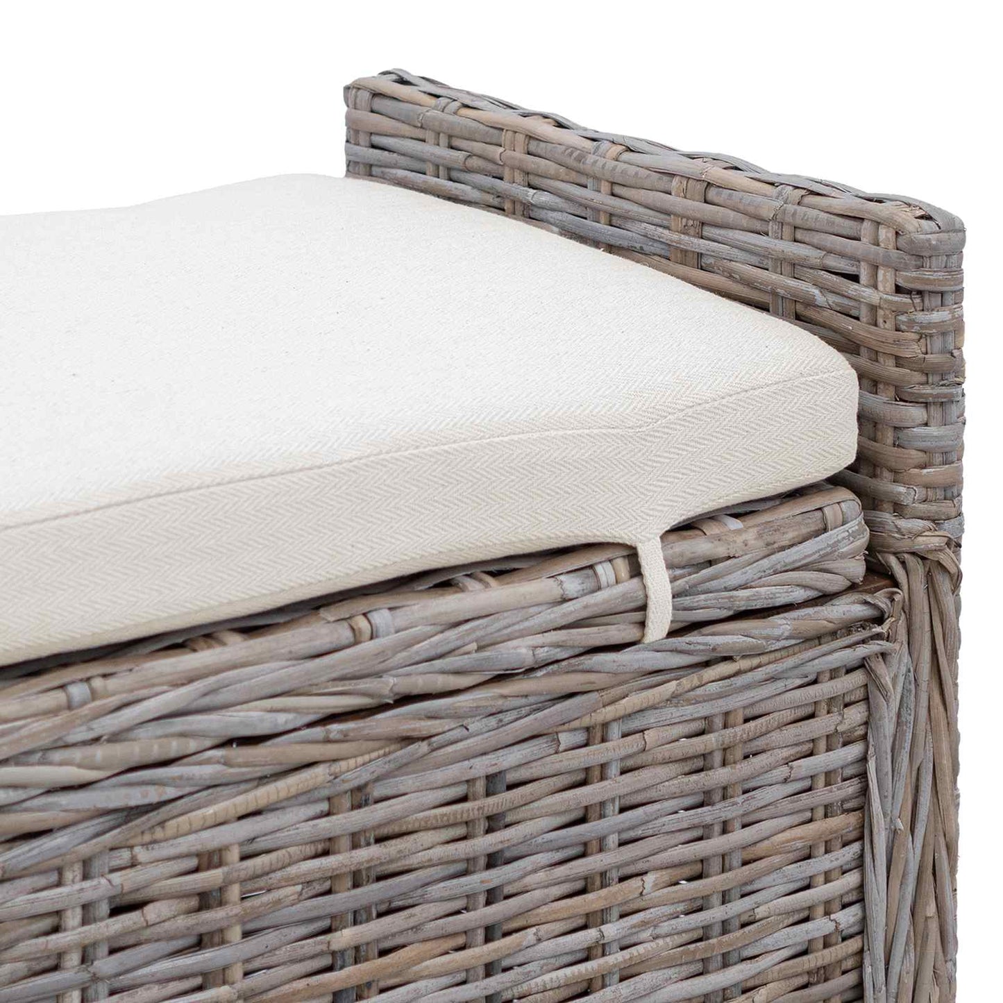 Opslagbank met kussen met opslag Grijs 110 x 40 x 50 cm Rattan