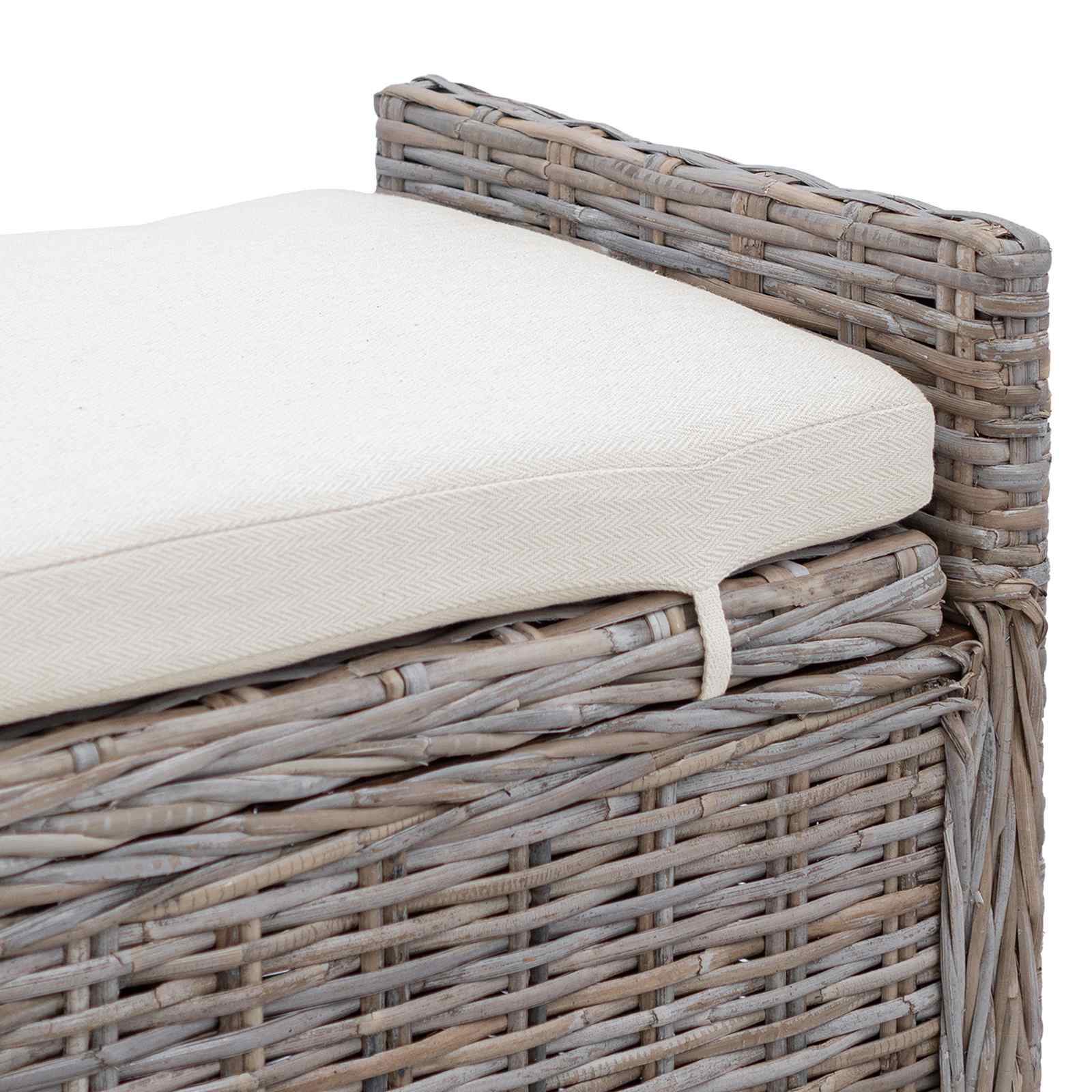 Opslagbank met kussen met opslag Grijs 110 x 40 x 50 cm Rattan