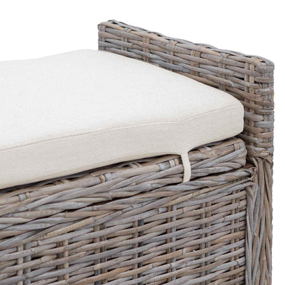 Opslagbank met kussen met opslag Grijs 110 x 40 x 50 cm Rattan