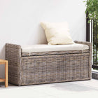 Opbergbank 110x40x50 cm rattan massief mahoniehout grijs