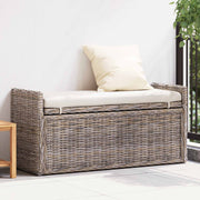 Opbergbank 110x40x50 cm rattan massief mahoniehout grijs