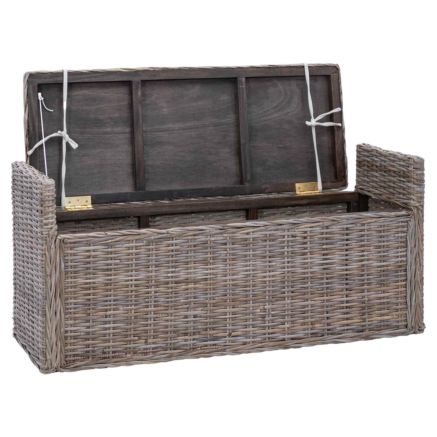 Opslagbank met kussen met opslag Grijs 110 x 40 x 50 cm Rattan