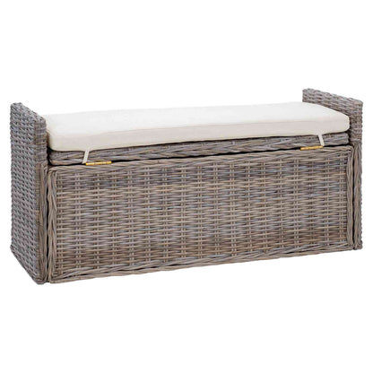 Opslagbank met kussen met opslag Grijs 110 x 40 x 50 cm Rattan