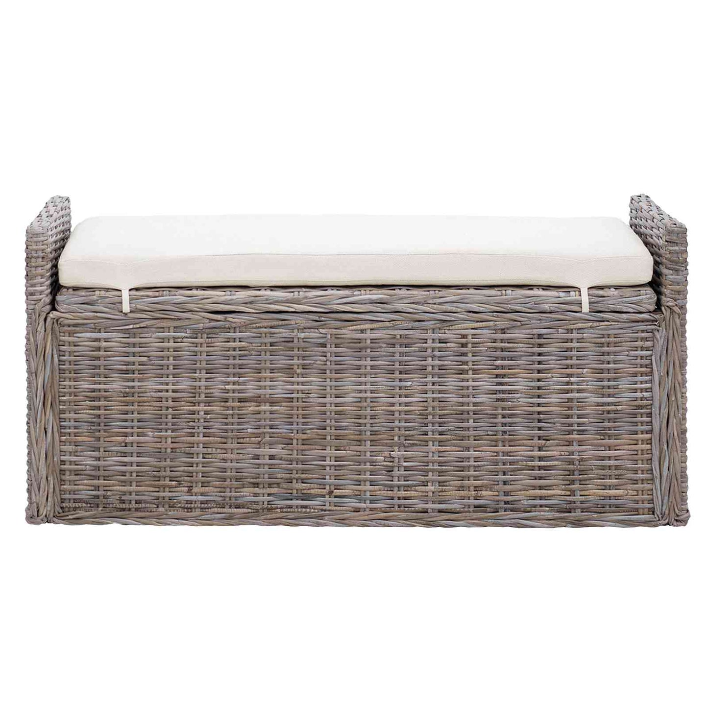Opslagbank met kussen met opslag Grijs 110 x 40 x 50 cm Rattan