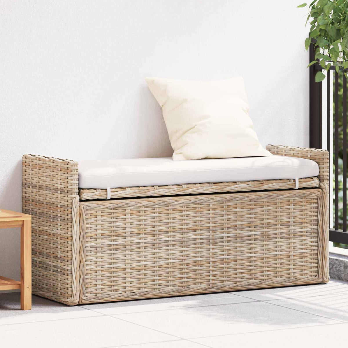 Opslagbank met kussen Naturel 110 x 40 x 50 cm Rattan