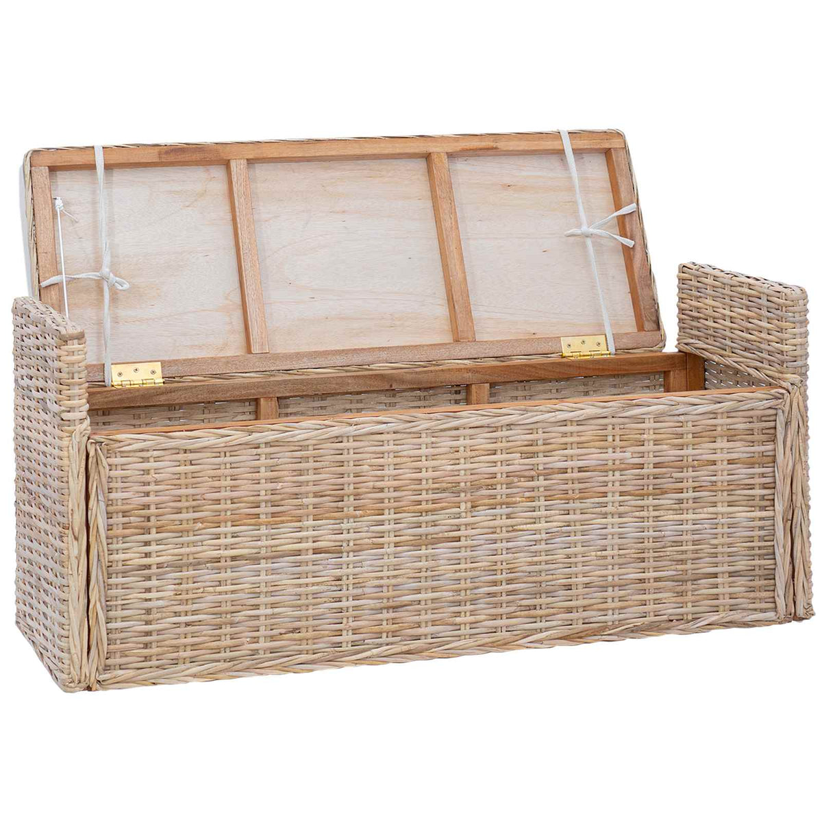 Opslagbank met kussen Naturel 110 x 40 x 50 cm Rattan