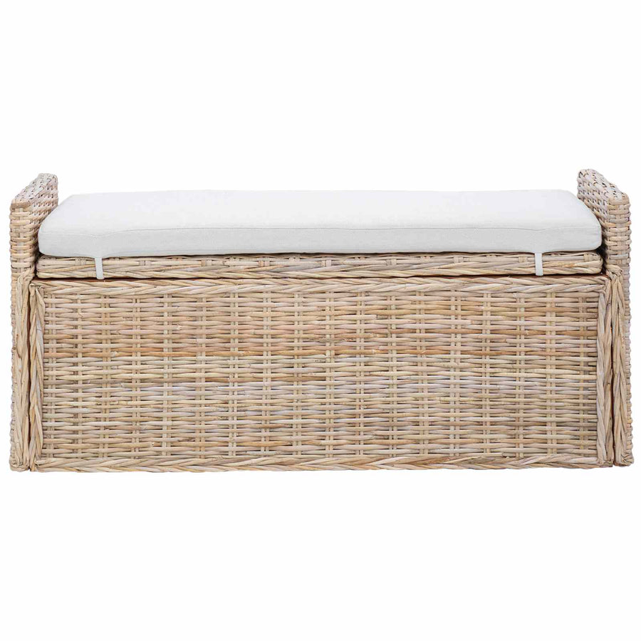 Opslagbank met kussen Naturel 110 x 40 x 50 cm Rattan
