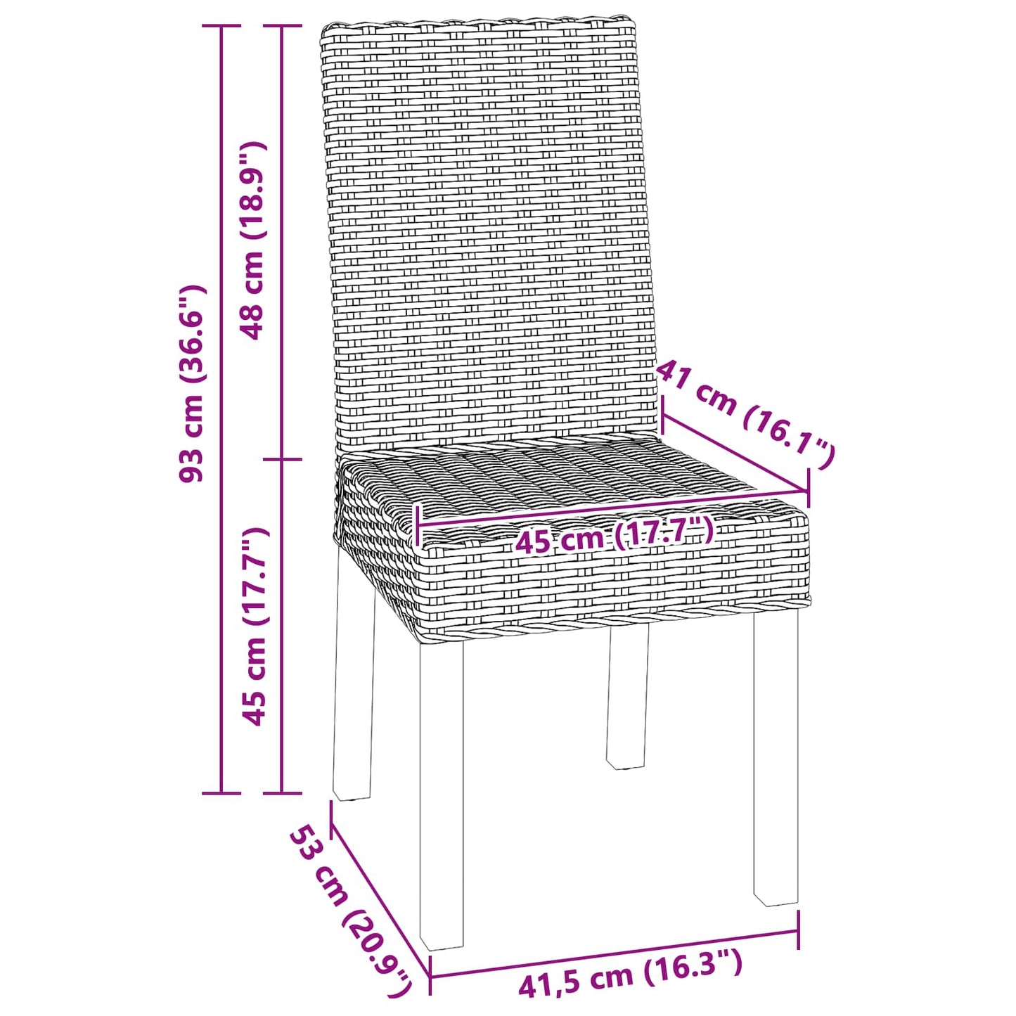 Eetkamerstoel 2 pcs Wit gewassen 45 x 54 x 93 cm