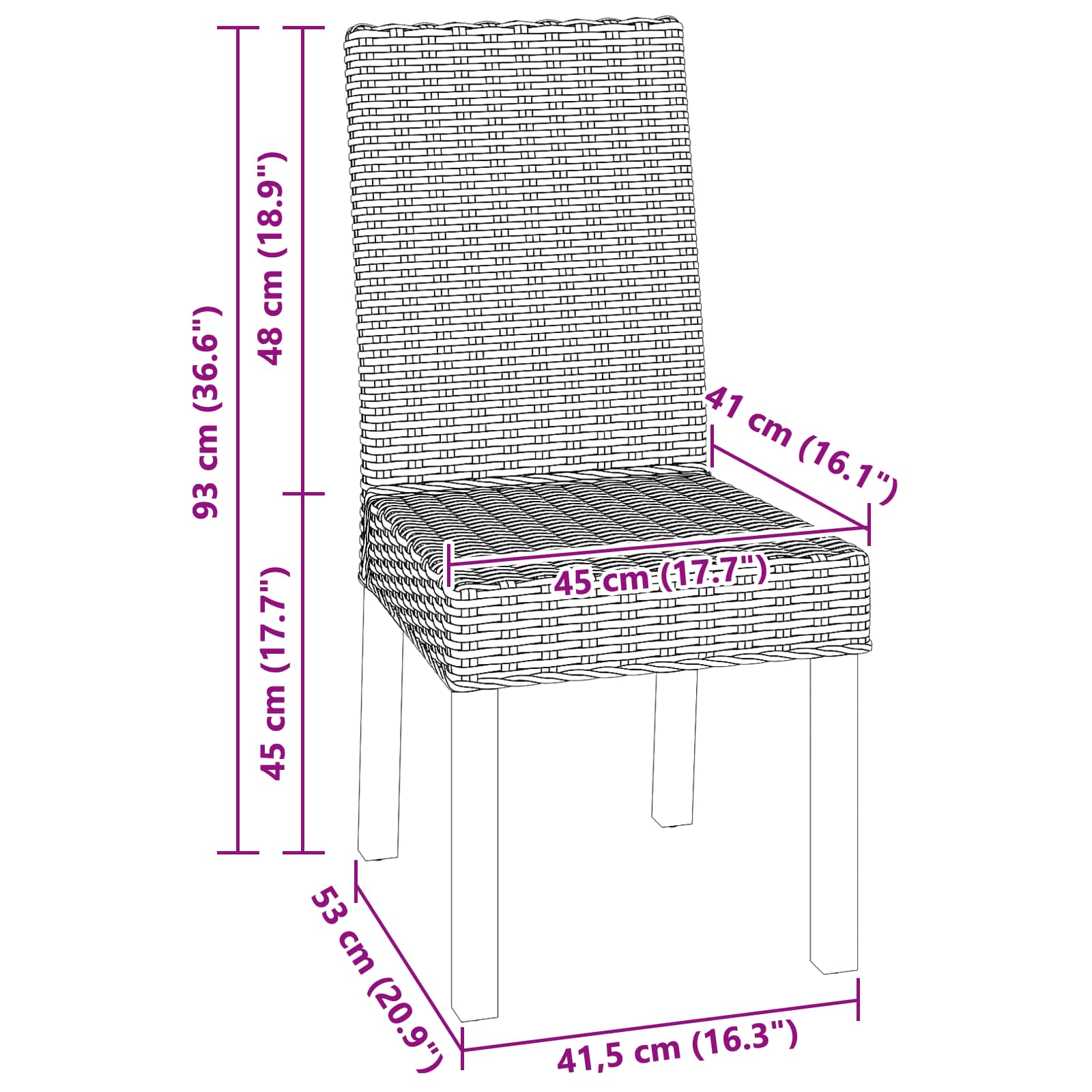 Eetkamerstoel 2 pcs Kubu grijs 45 x 54 x 93 cm
