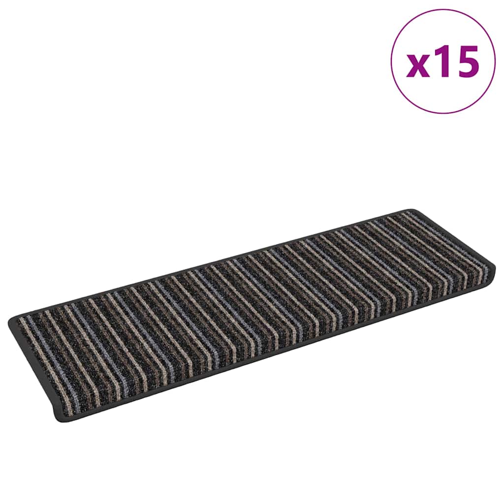 Zelfklevende Trapmatten 15 pcs Antraciet 65 x 21 x 4 cm