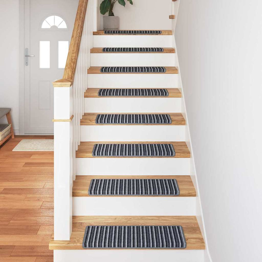 Zelfklevende Trapmatten Gestreept 15 pcs Grijs 65 x 21 x 4 cm