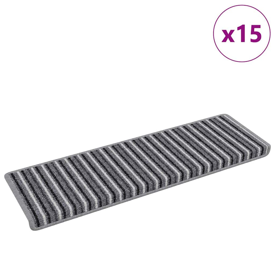 Zelfklevende Trapmatten Gestreept 15 pcs Grijs 65 x 21 x 4 cm