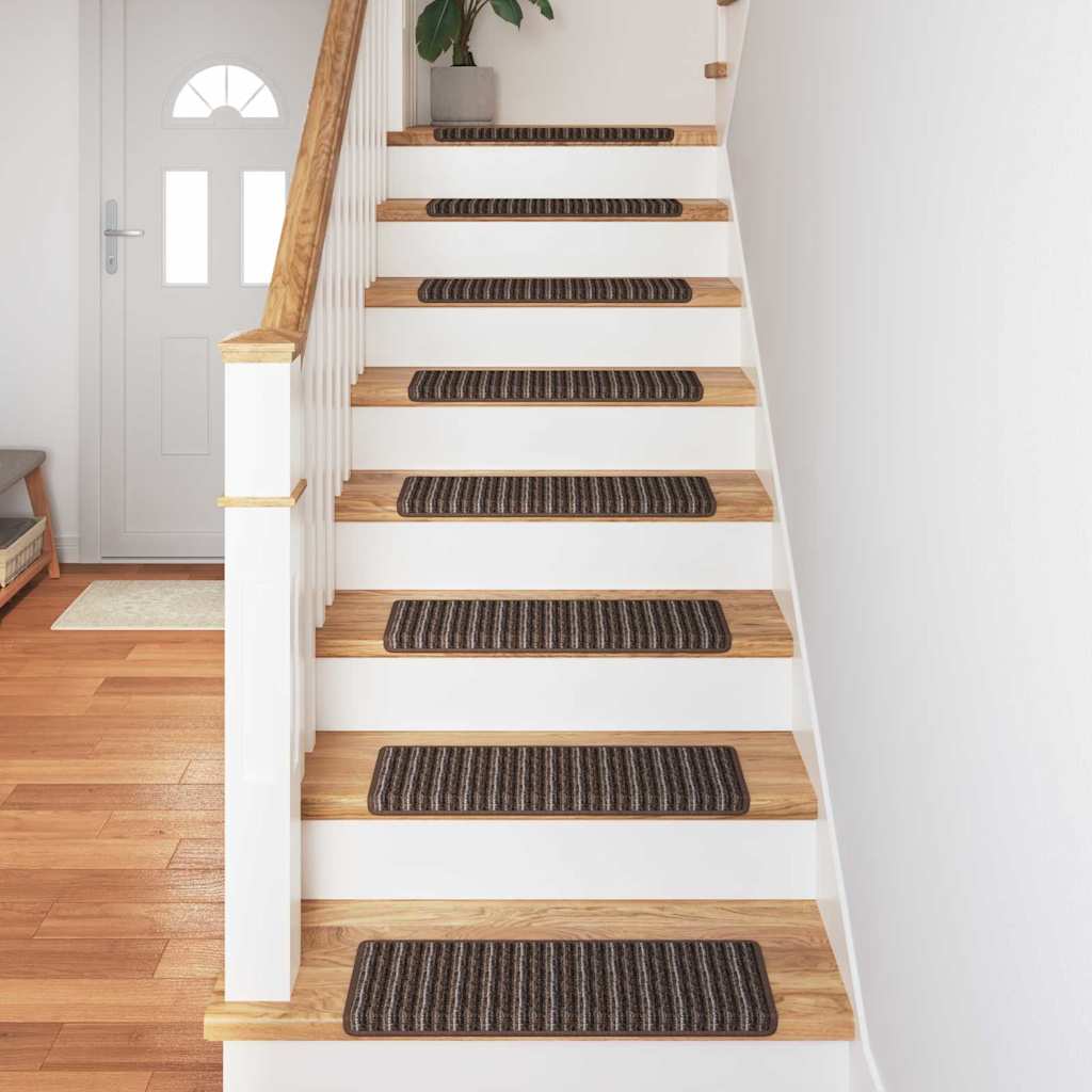Zelfklevende Trapmatten Gestreept 15 pcs Bruin 65 x 21 x 4 cm
