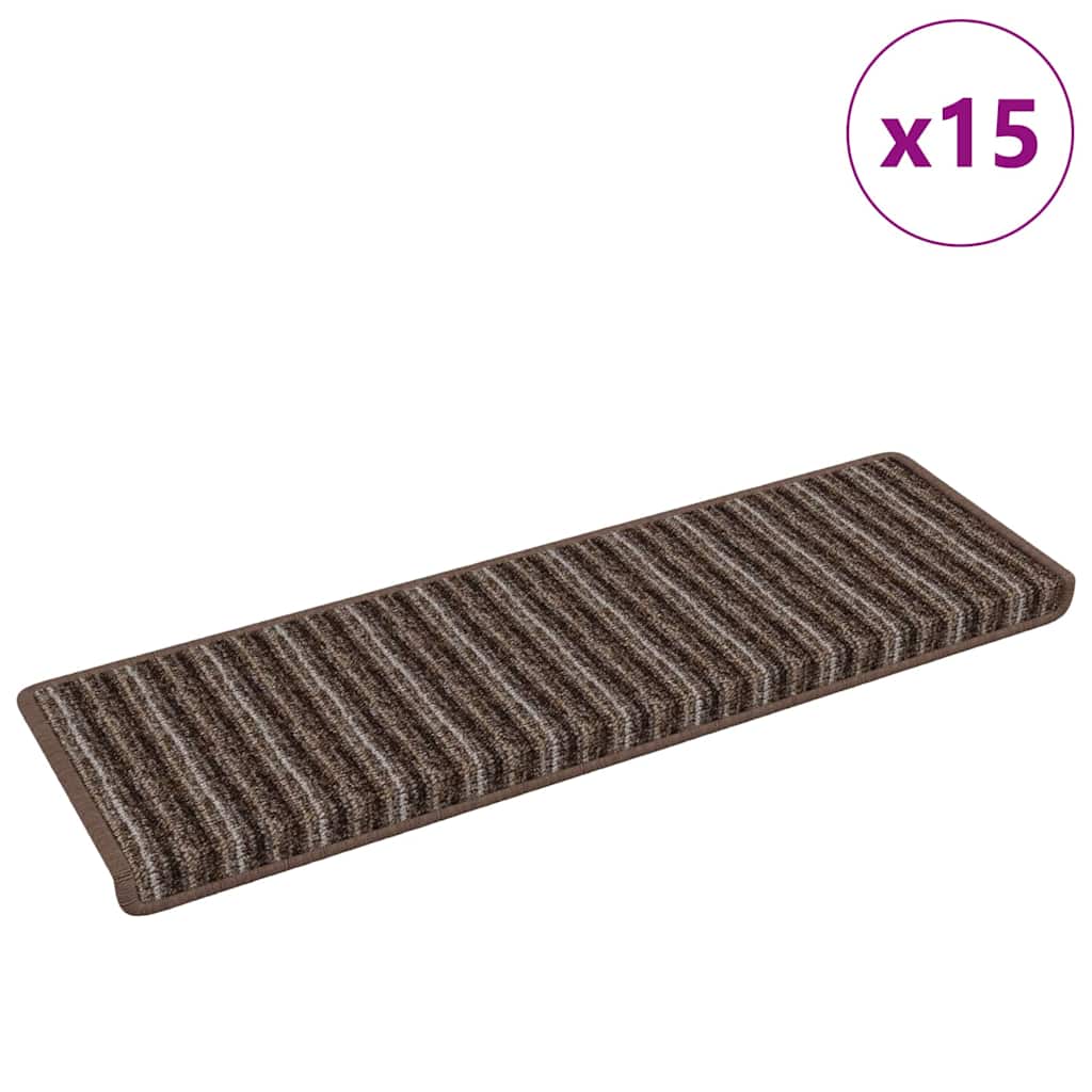 Zelfklevende Trapmatten Gestreept 15 pcs Bruin 65 x 21 x 4 cm