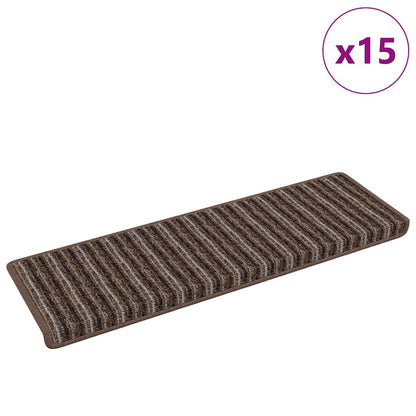 Zelfklevende Trapmatten Gestreept 15 pcs Bruin 65 x 21 x 4 cm