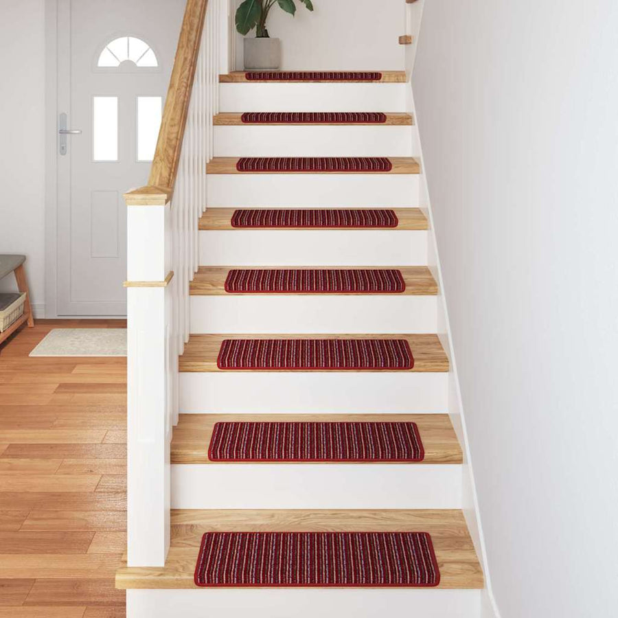 Zelfklevende Trapmatten Gestreept 15 pcs Rood 65 x 21 x 4 cm