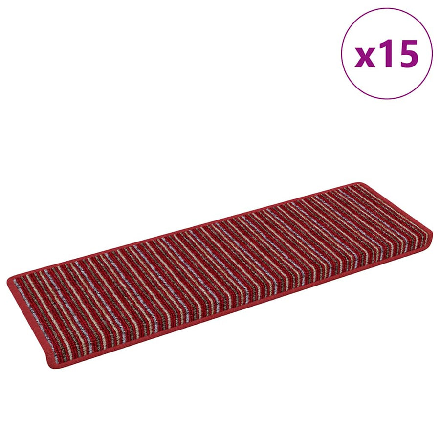 Zelfklevende Trapmatten Gestreept 15 pcs Rood 65 x 21 x 4 cm