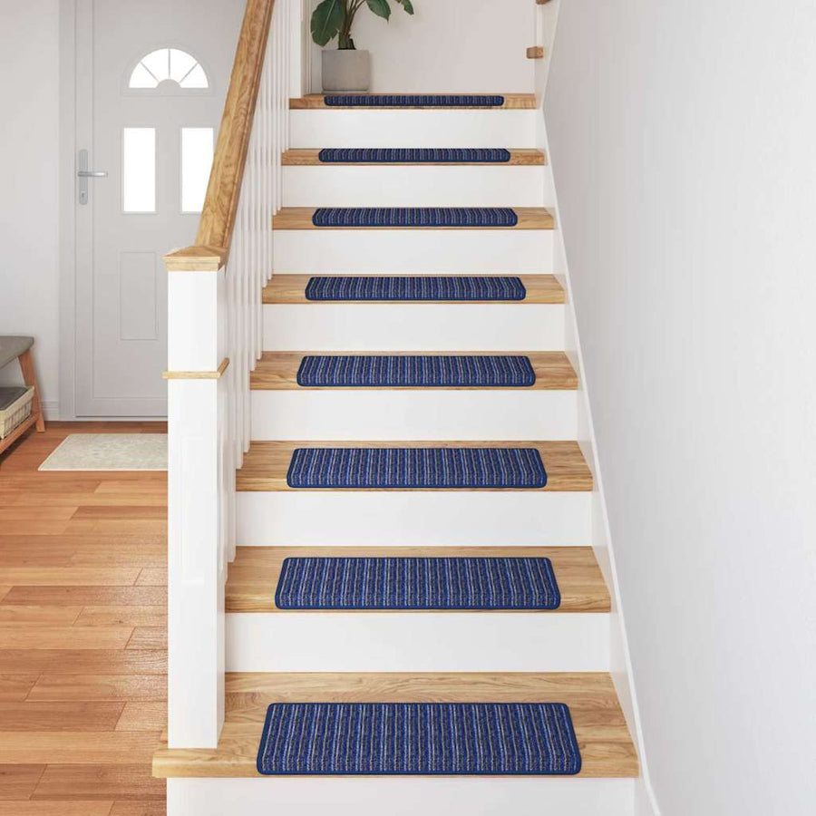 Zelfklevende Trapmatten Gestreept 15 pcs Blauw 65 x 21 x 4 cm