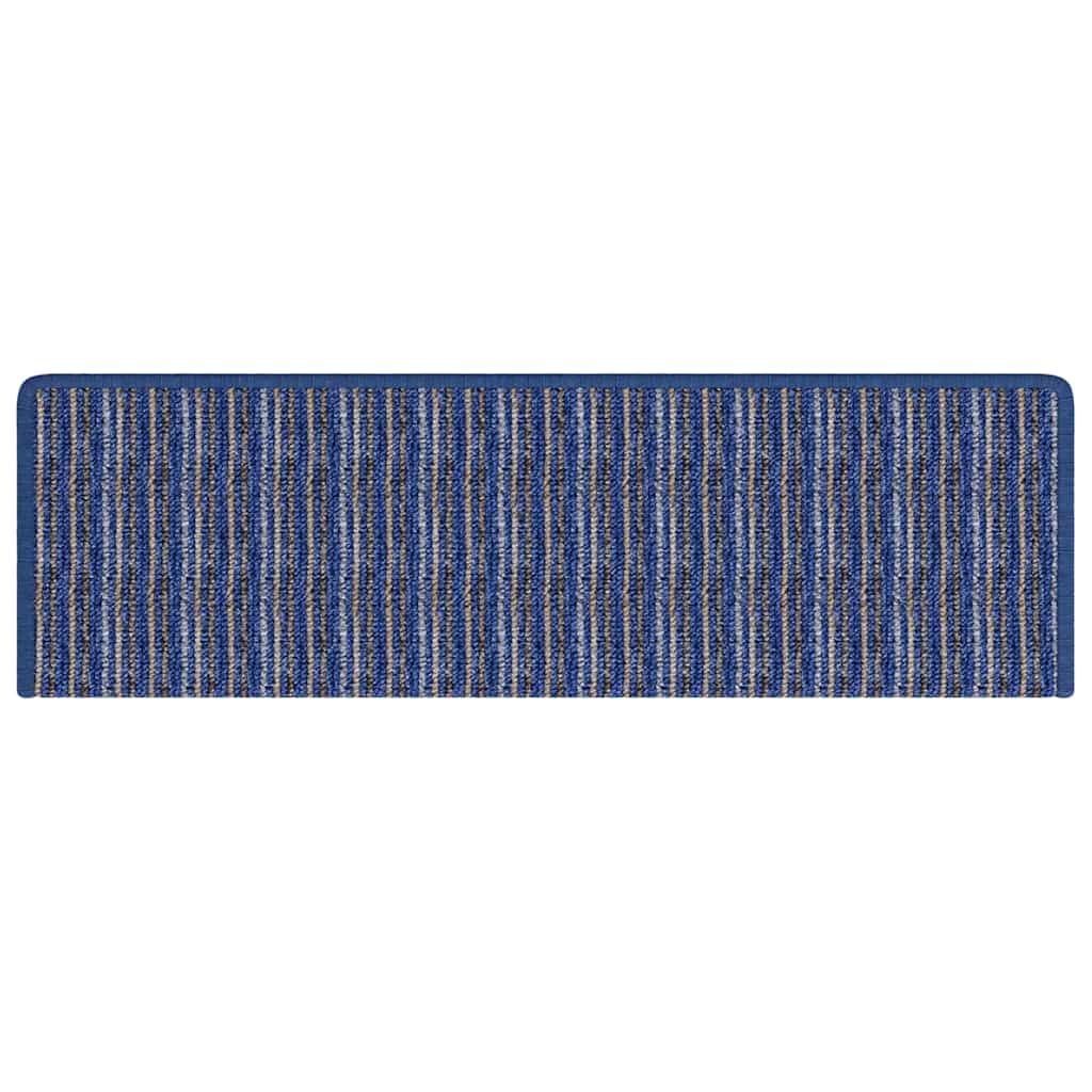 Zelfklevende Trapmatten Gestreept 15 pcs Blauw 65 x 21 x 4 cm