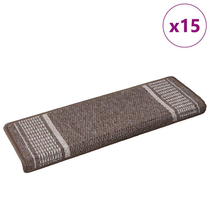 Zelfklevende Trapmatten 15 st 65 x 21 x 4 cm Non-Slip Bruin