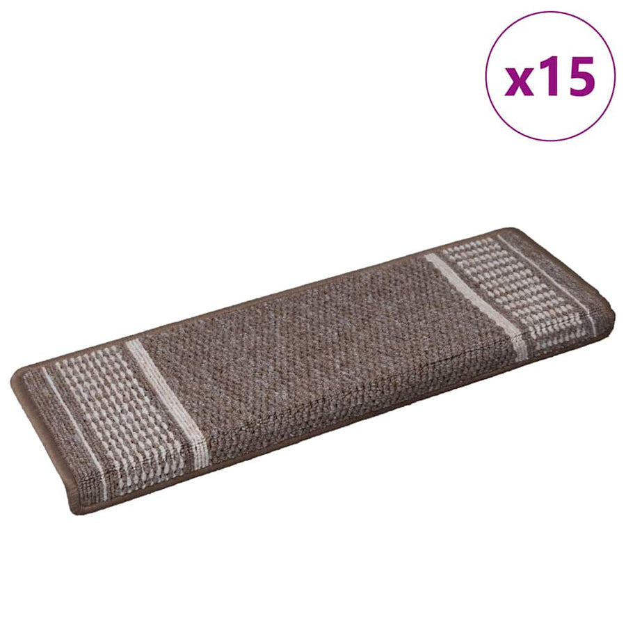 Zelfklevende Trapmatten 15 st 65 x 21 x 4 cm Non-Slip Bruin