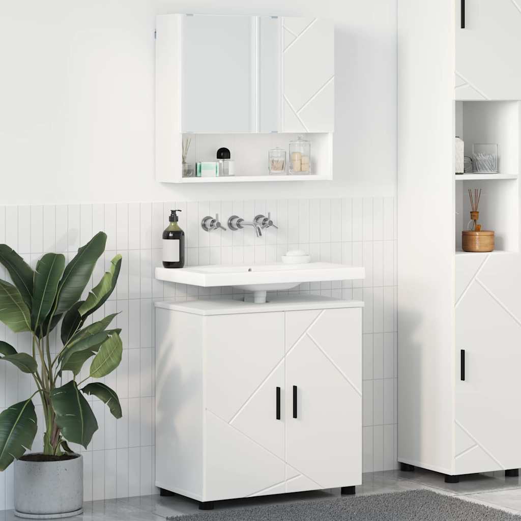 Badkamermeubelset 2 pcs Wit 61 x 35 x 64 cm Bewerkt hout