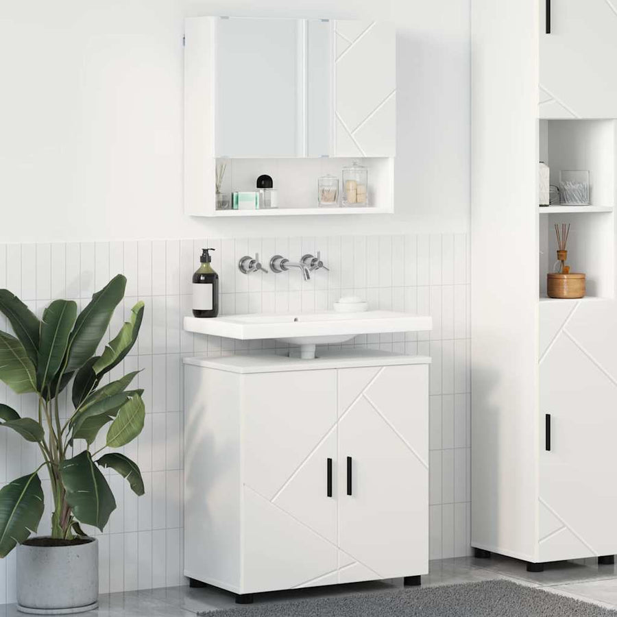 Badkamermeubelset 2 pcs Wit 61 x 35 x 64 cm Bewerkt hout